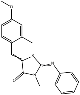 5-(4-methoxy-2-methylbenzylidene)-3-methyl-2-(phenylimino)-1,3-thiazolidin-4-one 化学構造式