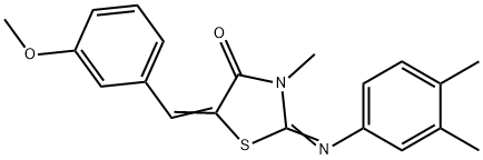 2-[(3,4-dimethylphenyl)imino]-5-(3-methoxybenzylidene)-3-methyl-1,3-thiazolidin-4-one 结构式