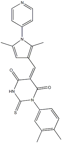 1-(3,4-dimethylphenyl)-5-{[2,5-dimethyl-1-(4-pyridinyl)-1H-pyrrol-3-yl]methylene}-2-thioxodihydro-4,6(1H,5H)-pyrimidinedione 结构式