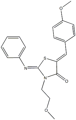 5-(4-methoxybenzylidene)-3-(2-methoxyethyl)-2-(phenylimino)-1,3-thiazolidin-4-one Structure