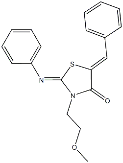 5-benzylidene-3-(2-methoxyethyl)-2-(phenylimino)-1,3-thiazolidin-4-one Structure