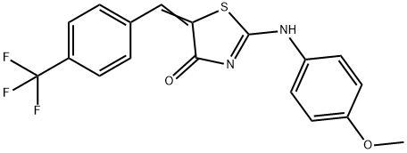 2-[(4-methoxyphenyl)imino]-5-[4-(trifluoromethyl)benzylidene]-1,3-thiazolidin-4-one 化学構造式