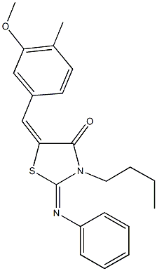 3-butyl-5-(3-methoxy-4-methylbenzylidene)-2-(phenylimino)-1,3-thiazolidin-4-one,444005-89-4,结构式