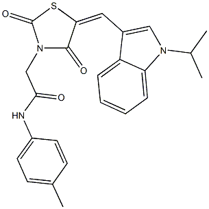 2-{5-[(1-isopropyl-1H-indol-3-yl)methylene]-2,4-dioxo-1,3-thiazolidin-3-yl}-N-(4-methylphenyl)acetamide 化学構造式