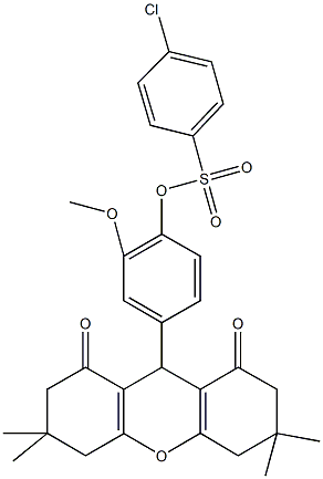 2-methoxy-4-(3,3,6,6-tetramethyl-1,8-dioxo-2,3,4,5,6,7,8,9-octahydro-1H-xanthen-9-yl)phenyl 4-chlorobenzenesulfonate Structure