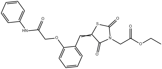 ethyl {5-[2-(2-anilino-2-oxoethoxy)benzylidene]-2,4-dioxo-1,3-thiazolidin-3-yl}acetate Struktur