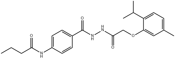 N-[4-({2-[(2-isopropyl-5-methylphenoxy)acetyl]hydrazino}carbonyl)phenyl]butanamide Structure