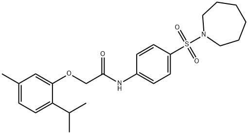 N-[4-(1-azepanylsulfonyl)phenyl]-2-(2-isopropyl-5-methylphenoxy)acetamide Structure