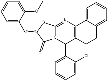 7-(2-chlorophenyl)-10-(2-methoxybenzylidene)-5,7-dihydro-6H-benzo[h][1,3]thiazolo[2,3-b]quinazolin-9(10H)-one Structure