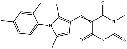 5-{[1-(2,4-dimethylphenyl)-2,5-dimethyl-1H-pyrrol-3-yl]methylene}-1-methyl-2-thioxodihydro-4,6(1H,5H)-pyrimidinedione 结构式