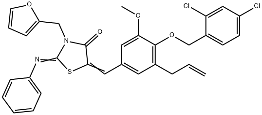 5-{3-allyl-4-[(2,4-dichlorobenzyl)oxy]-5-methoxybenzylidene}-3-(2-furylmethyl)-2-(phenylimino)-1,3-thiazolidin-4-one Structure