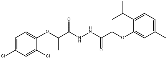 2-(2,4-dichlorophenoxy)-N'-[(2-isopropyl-5-methylphenoxy)acetyl]propanohydrazide 化学構造式