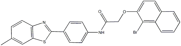 2-[(1-bromo-2-naphthyl)oxy]-N-[4-(6-methyl-1,3-benzothiazol-2-yl)phenyl]acetamide,444148-08-7,结构式