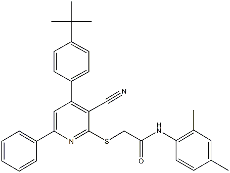 444152-14-1 2-{[4-(4-tert-butylphenyl)-3-cyano-6-phenyl-2-pyridinyl]sulfanyl}-N-(2,4-dimethylphenyl)acetamide