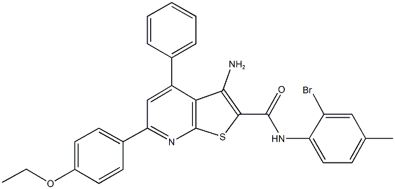 3-amino-N-(2-bromo-4-methylphenyl)-6-(4-ethoxyphenyl)-4-phenylthieno[2,3-b]pyridine-2-carboxamide 结构式