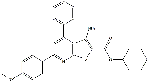 cyclohexyl 3-amino-6-(4-methoxyphenyl)-4-phenylthieno[2,3-b]pyridine-2-carboxylate,444153-02-0,结构式