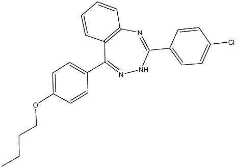 butyl 4-[2-(4-chlorophenyl)-3H-1,3,4-benzotriazepin-5-yl]phenyl ether 结构式