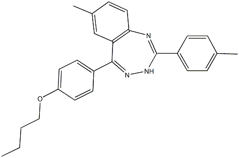 butyl 4-[7-methyl-2-(4-methylphenyl)-3H-1,3,4-benzotriazepin-5-yl]phenyl ether 结构式