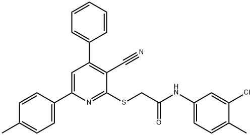 N-(3-chloro-4-methylphenyl)-2-{[3-cyano-6-(4-methylphenyl)-4-phenyl-2-pyridinyl]sulfanyl}acetamide Structure