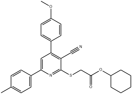 cyclohexyl {[3-cyano-4-(4-methoxyphenyl)-6-(4-methylphenyl)-2-pyridinyl]sulfanyl}acetate,444153-71-3,结构式