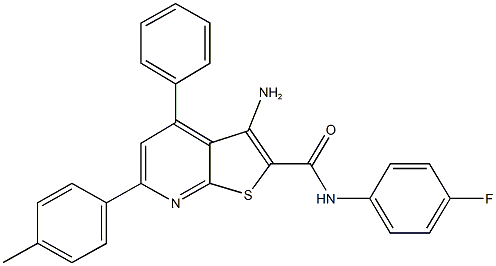 3-amino-N-(4-fluorophenyl)-6-(4-methylphenyl)-4-phenylthieno[2,3-b]pyridine-2-carboxamide,444153-73-5,结构式