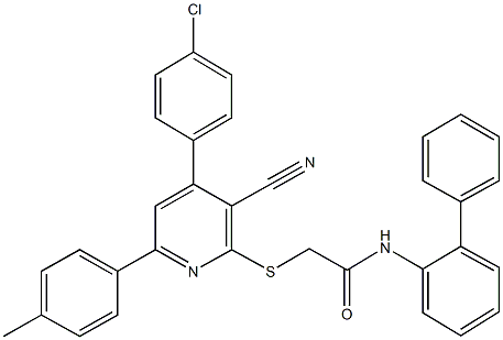 N-[1,1'-biphenyl]-2-yl-2-{[4-(4-chlorophenyl)-3-cyano-6-(4-methylphenyl)-2-pyridinyl]sulfanyl}acetamide Structure