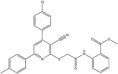 methyl 2-[({[4-(4-chlorophenyl)-3-cyano-6-(4-methylphenyl)-2-pyridinyl]sulfanyl}acetyl)amino]benzoate,444153-90-6,结构式