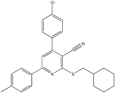 4-(4-chlorophenyl)-2-[(cyclohexylmethyl)sulfanyl]-6-(4-methylphenyl)nicotinonitrile Structure