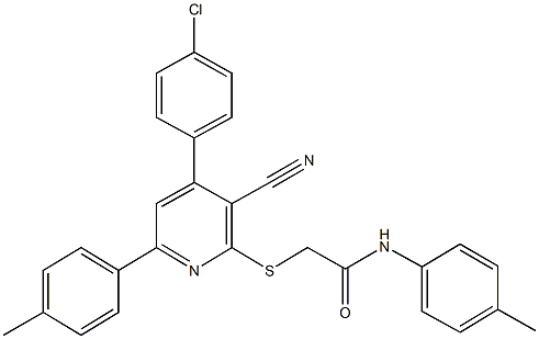 2-{[4-(4-chlorophenyl)-3-cyano-6-(4-methylphenyl)-2-pyridinyl]sulfanyl}-N-(4-methylphenyl)acetamide Structure