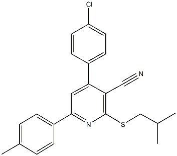 4-(4-chlorophenyl)-2-(isobutylsulfanyl)-6-(4-methylphenyl)nicotinonitrile,444154-02-3,结构式