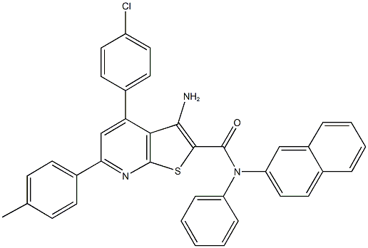 3-amino-4-(4-chlorophenyl)-6-(4-methylphenyl)-N-(2-naphthyl)-N-phenylthieno[2,3-b]pyridine-2-carboxamide 结构式