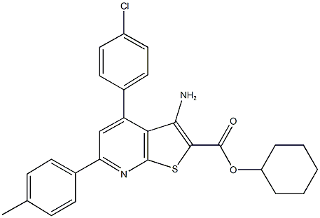 cyclohexyl 3-amino-4-(4-chlorophenyl)-6-(4-methylphenyl)thieno[2,3-b]pyridine-2-carboxylate Structure