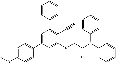 444154-39-6 2-{[3-cyano-6-(4-methoxyphenyl)-4-phenyl-2-pyridinyl]sulfanyl}-N,N-diphenylacetamide