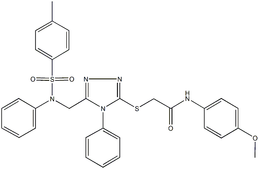 N-(4-methoxyphenyl)-2-{[5-({[(4-methylphenyl)sulfonyl]anilino}methyl)-4-phenyl-4H-1,2,4-triazol-3-yl]sulfanyl}acetamide Structure