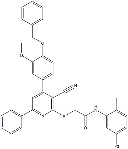 444155-47-9 2-({4-[4-(benzyloxy)-3-methoxyphenyl]-3-cyano-6-phenyl-2-pyridinyl}sulfanyl)-N-(5-chloro-2-methylphenyl)acetamide