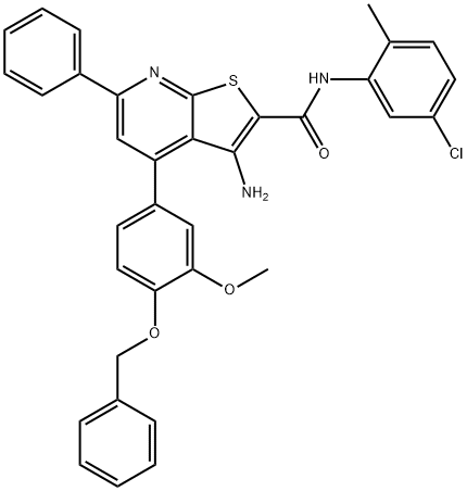 3-amino-4-[4-(benzyloxy)-3-methoxyphenyl]-N-(5-chloro-2-methylphenyl)-6-phenylthieno[2,3-b]pyridine-2-carboxamide,444155-48-0,结构式