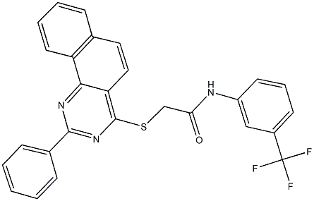 2-[(2-phenylbenzo[h]quinazolin-4-yl)sulfanyl]-N-[3-(trifluoromethyl)phenyl]acetamide Struktur