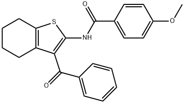 N-(3-benzoyl-4,5,6,7-tetrahydro-1-benzothien-2-yl)-4-methoxybenzamide 化学構造式