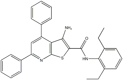 3-amino-N-(2,6-diethylphenyl)-4,6-diphenylthieno[2,3-b]pyridine-2-carboxamide Structure