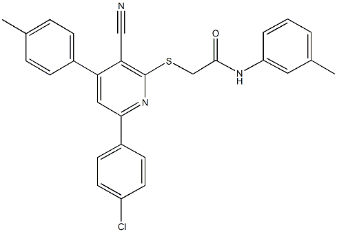 2-{[6-(4-chlorophenyl)-3-cyano-4-(4-methylphenyl)-2-pyridinyl]sulfanyl}-N-(3-methylphenyl)acetamide 化学構造式