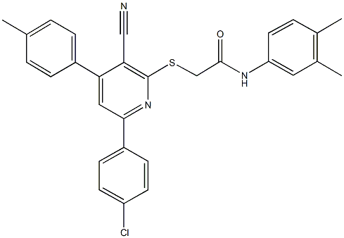 444156-77-8 2-{[6-(4-chlorophenyl)-3-cyano-4-(4-methylphenyl)-2-pyridinyl]sulfanyl}-N-(3,4-dimethylphenyl)acetamide