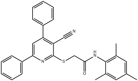 2-[(3-cyano-4,6-diphenyl-2-pyridinyl)sulfanyl]-N-mesitylacetamide Structure