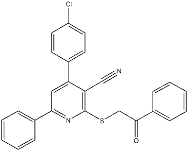 4-(4-chlorophenyl)-2-[(2-oxo-2-phenylethyl)sulfanyl]-6-phenylnicotinonitrile Struktur