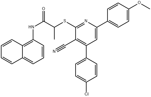 2-{[4-(4-chlorophenyl)-3-cyano-6-(4-methoxyphenyl)-2-pyridinyl]sulfanyl}-N-(1-naphthyl)propanamide Structure