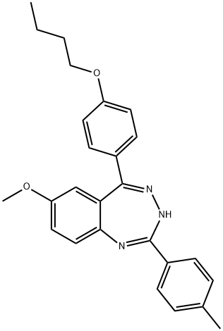5-(4-butoxyphenyl)-7-methoxy-2-(4-methylphenyl)-3H-1,3,4-benzotriazepine 化学構造式
