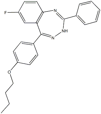 butyl 4-(7-fluoro-2-phenyl-3H-1,3,4-benzotriazepin-5-yl)phenyl ether 化学構造式