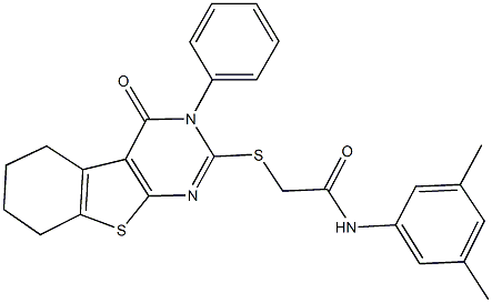 444158-00-3 N-(3,5-dimethylphenyl)-2-[(4-oxo-3-phenyl-3,4,5,6,7,8-hexahydro[1]benzothieno[2,3-d]pyrimidin-2-yl)sulfanyl]acetamide