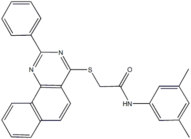 N-(3,5-dimethylphenyl)-2-[(2-phenylbenzo[h]quinazolin-4-yl)sulfanyl]acetamide,444158-04-7,结构式