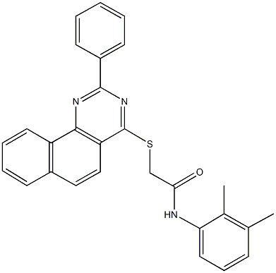 N-(2,3-dimethylphenyl)-2-[(2-phenylbenzo[h]quinazolin-4-yl)sulfanyl]acetamide,444158-11-6,结构式
