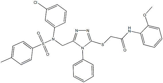 2-{[5-({3-chloro[(4-methylphenyl)sulfonyl]anilino}methyl)-4-phenyl-4H-1,2,4-triazol-3-yl]sulfanyl}-N-(2-methoxyphenyl)acetamide,444158-92-3,结构式
